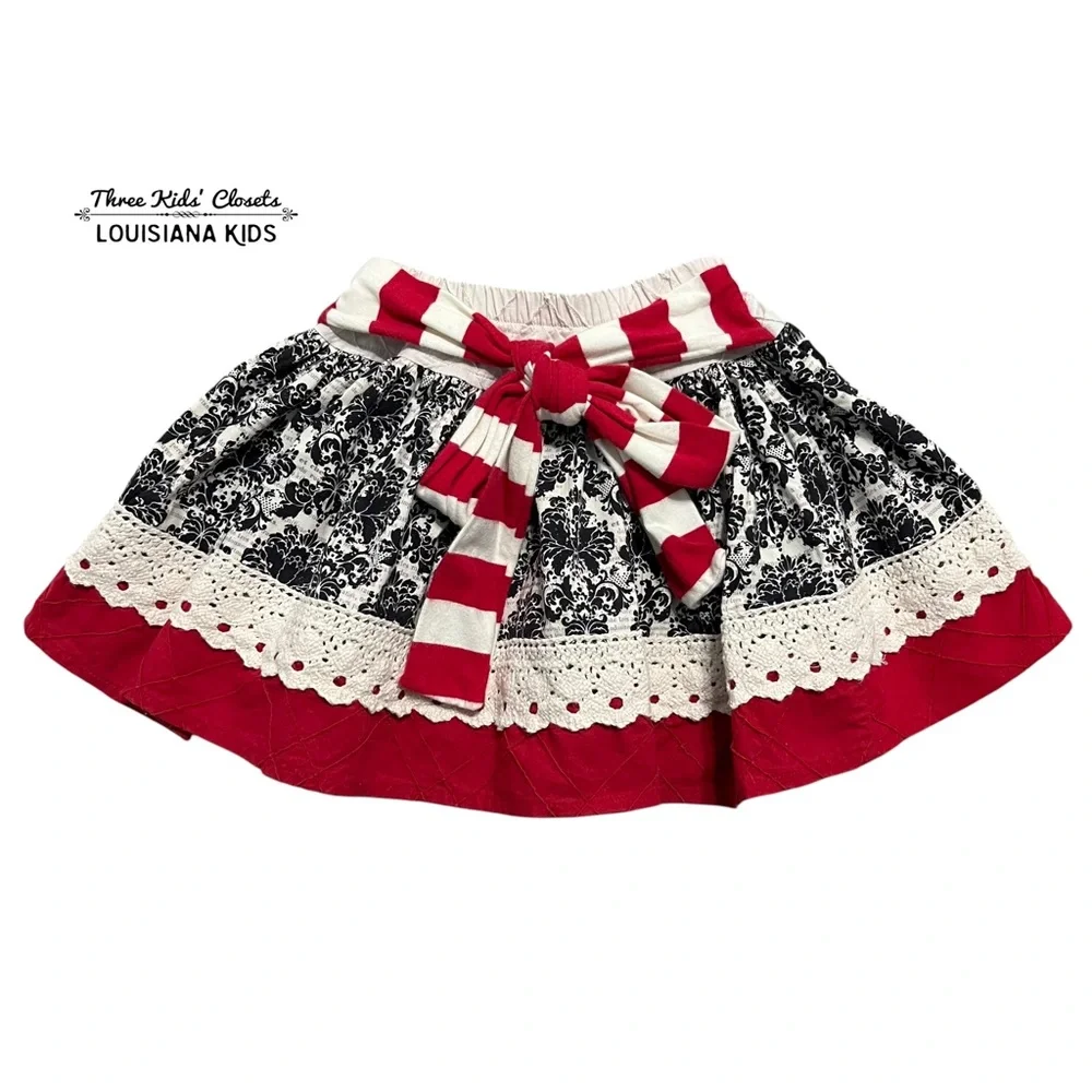 Persnickety 2Y Black & Red Holiday Skirt with Bow